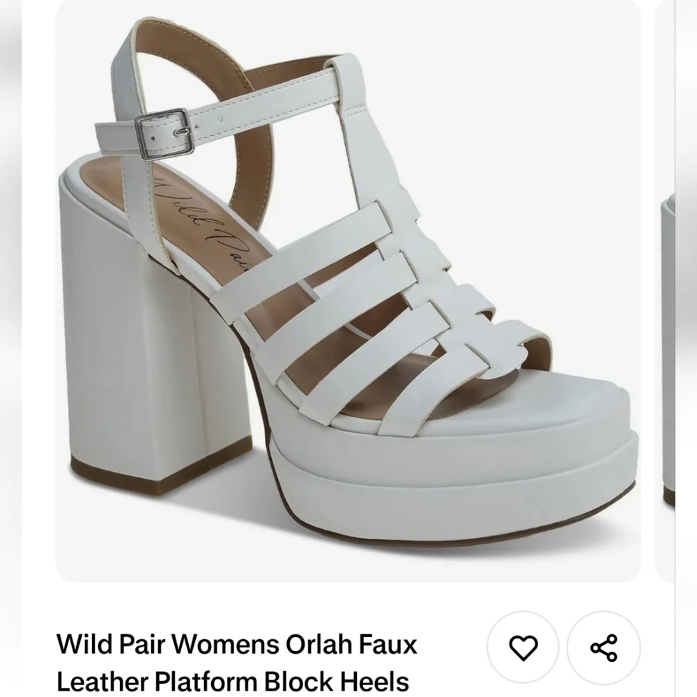 NIB Wild Pair White Orlah Platform Block Heels Faux Leather Size 9